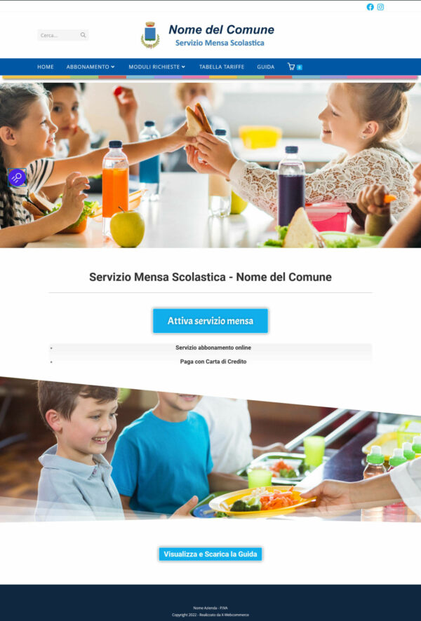 X-W Sito Web Pubblica Amministrazione - Mensa Scolastica